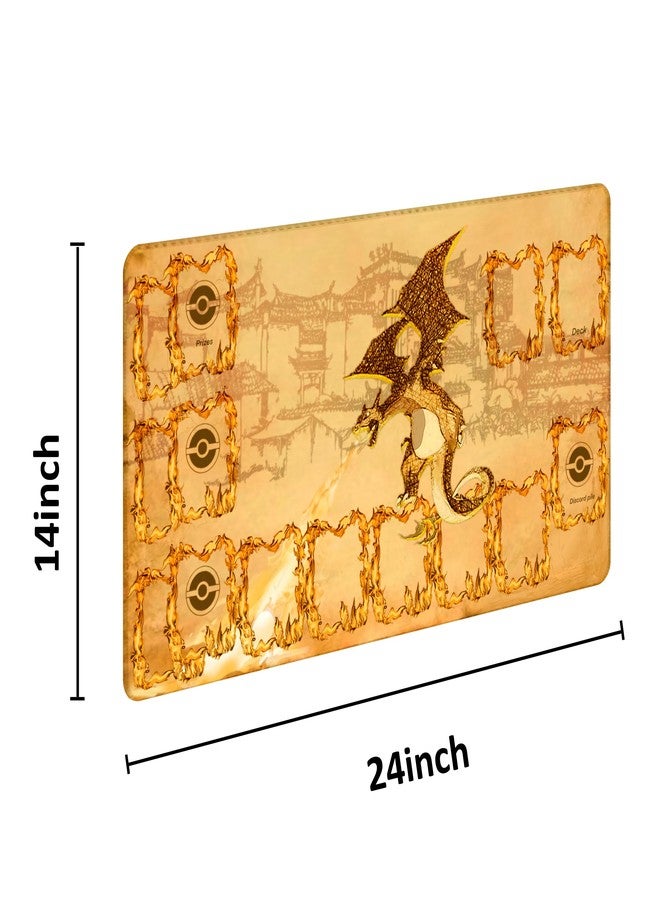 Extalas Playmat for Trading Card Game with 31 Damage Counters,Single Player Trainer Mat and Professional Storage Bag(firedragon) - Image 4